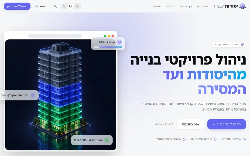 מערכת לניהול פרויקטי בנייה, מהיסודות ועד המסירה